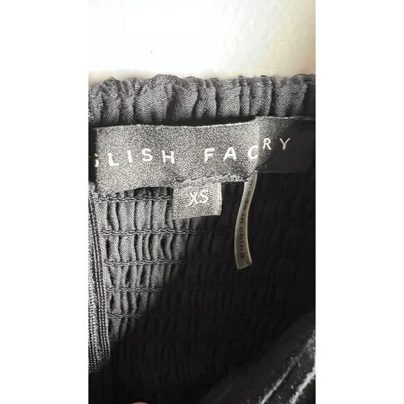 English Factory-black Dotted XS Sweetheart NeckPuff Sleeve Smocked Mini Dress - Picture 10 of 15